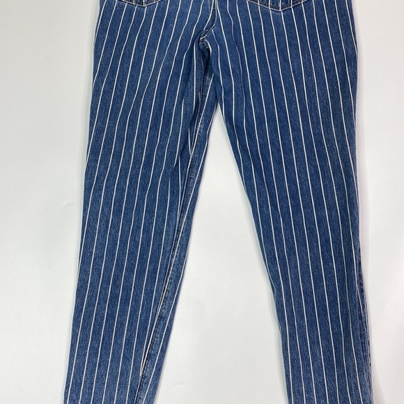 American Eagle Mom Jean Skinny Blue White Pinstripe Size 0 Regular - Picture 6 of 14